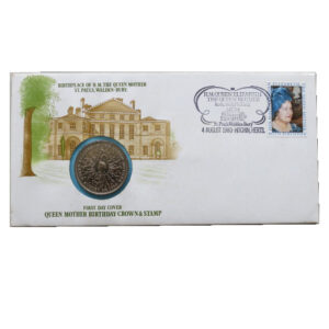 1980 First Day Covers - The Queen Mother 80th Birthday Crown Coin Cover UK - Face