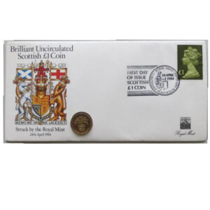 1984 First Day Covers - Introduction of the Scottish £1 Coins Coin Cover - UK FDC Royal Mint - Face