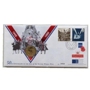 1995 First Day Covers - End of WWII 50th Anniversary £2 Pounds Coin Cover - UK Royal Mail Face