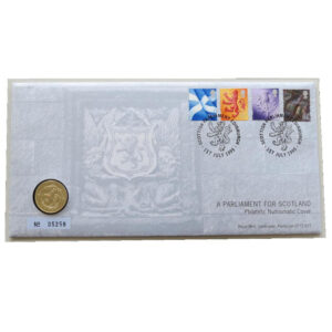 1999 First Day Covers - A Parliament For Scotland £1 Pound Coin Cover - UK Royal Mail Face