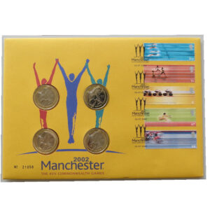 2002 First Day Covers - Manchester Commonwealth Games 4x£2 Coin Cover - UK Royal Mail Face