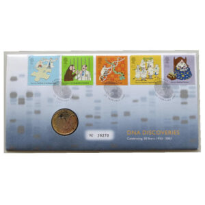 2003 First Day Covers - DNA Discoveries Celebrating 50 Years £2 Pounds Coin Cover - UK Royal Mail Face