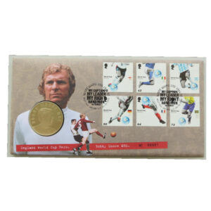 2006 First Day Medal Cover - Booby Moore England Football World Cup Hero Medallion PNC Cover - UK FDC Royal Mail Face