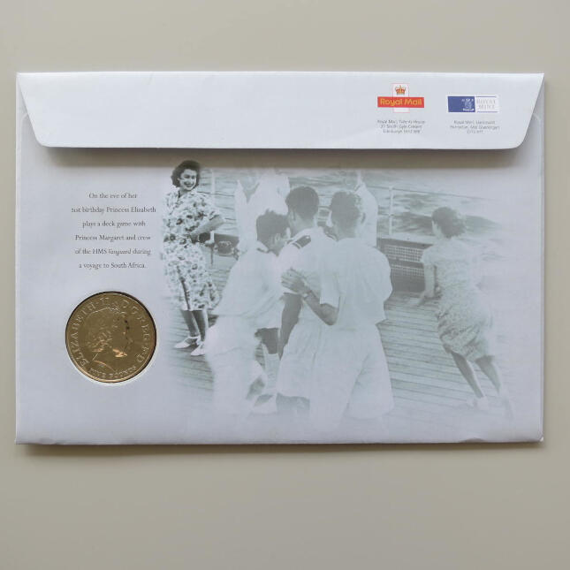 2006 First Day Coin Cover - The Queen's 80th Birthday £5 Pounds Coin PNC Cover - UK FDC Royal Mail Back