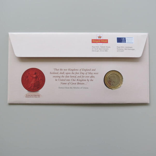 2007 First Day Coin Cover - Act of Union 300th Anniversary £2 Pounds Coin PNC Cover - UK FDC Royal Mail Back