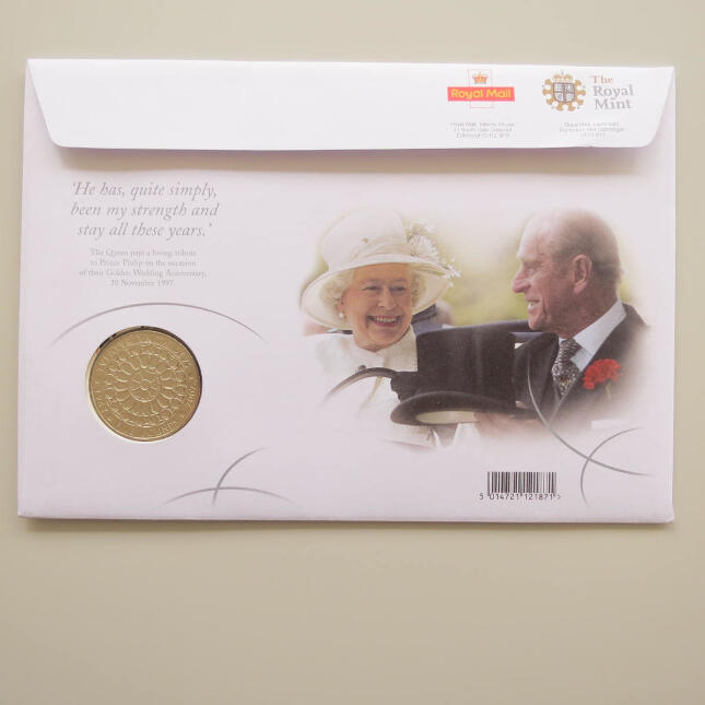 2007 First Day Coin Cover - Royal Diamond Wedding £5 Coin PNC Cover - UK FDC Royal Mail Back