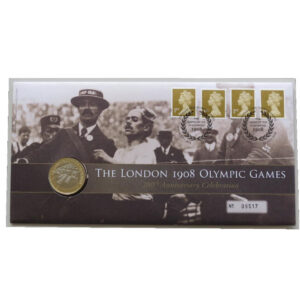 2008 First Day Coin Cover - London 1908 Olympic Games 100th Anniversary £2 Pound Coin PNC Cover - UK FDC Royal Mail Face