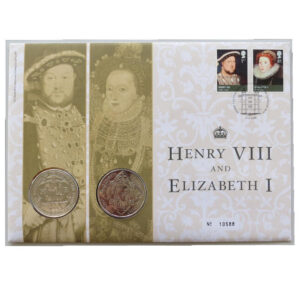 2009 First Day Coin Cover - King Henry VIII & Elizabeth I 2x £5 Pounds Coin PNC Cover - UK FDC Royal Mail Face