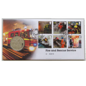 2009 First Day Medal Cover - Fire and Rescue Service PNC Cover - UK FDC Royal Mail Face