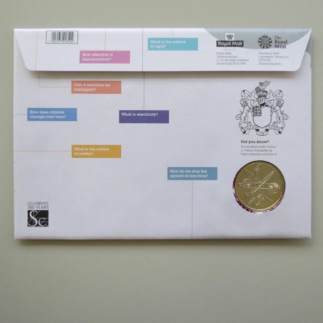 2010 First Day Medal Cover - The Royal Society 350th Anniversary PNC Cover - UK FDC Royal Mail Back