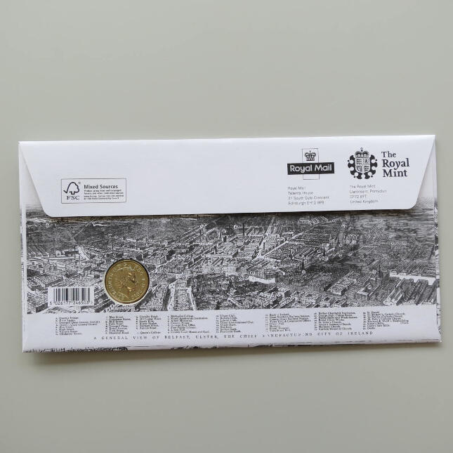 2011 First Day Coin Cover - The City of Belfast £1 Pound Coin PNC Cover - UK FDC Royal Mail Back