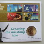 2012 First Day Coin Cover - London 2012 Crossing The Finishing Line £5 Pounds Coin PNC Cover - UK FDC Royal Mail Right