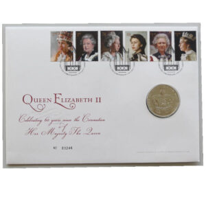 2013 First Day Coin Cover - Queen Elizabeth II Coronation 60 Years £5 Pounds Coin PNC Cover - UK FDC Royal Mail Face