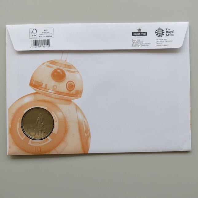 2017 First Day Medal Cover - Star Wars BB-8 Astromech Droid PNC Cover - UK FDC Royal Mail Back