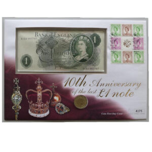 1998 First Day Coin Cover - 10th Anniversary of the Last One Pound Note £1 Banknote & £1 Pound Coin PNC Cover Face