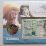 2000 First Day Coin Cover - The Queen Mother 100th Birthday Banknote & £5 Pounds Coin PNC Cover - UK FDC Royal Mail Left