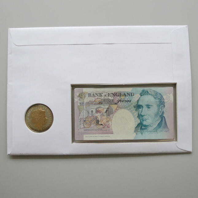 2002 First Day Coin Cover - The Queen's Golden Jubilee £5 Banknote & Silver £5 Pound Coin PNC Cover Back