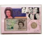 2002 First Day Coin Cover - The Queen's Golden Jubilee £5 Banknote & Silver £5 Pound Coin PNC Cover Face