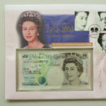 2002 First Day Coin Cover - The Queen's Golden Jubilee £5 Banknote & Silver £5 Pound Coin PNC Cover Left