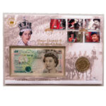 2003 First Day Coin Cover - The Queen's Coronation Jubilee £5 Banknote & £5 Pound Coin PNC Cover Face