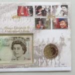 2003 First Day Coin Cover - The Queen's Coronation Jubilee £5 Banknote & £5 Pound Coin PNC Cover Right