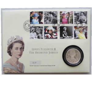 2012 First Day Coin Cover - The Queen's Diamond Jubilee Silver Proof £5 Pounds Coin PNC Cover - UK FDC Royal Mail Face