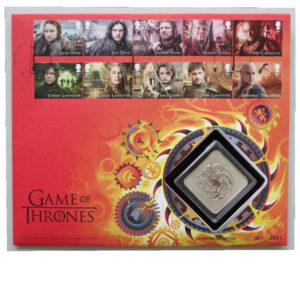 2018 First Day Medal Cover - Game of Thrones Fire & Blood Silver Proof Medal PNC Cover - UK FDC Royal Mail Face