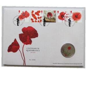 2019 First Day Coin Cover - Centenary of Remembrance £5 Pounds Coin PNC Cover - UK FDC Royal Mail Face