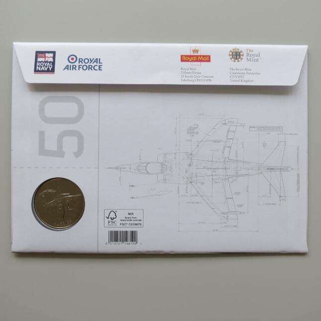 2019 First Day Medal Cover - Harrier Jump Jet 50th Anniversary Medal PNC Cover - UK FDC Royal Mail Back