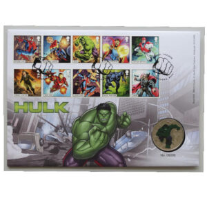 2019 First Day Medal Cover - Marvel Hulk Medal PNC Cover - UK FDC Royal Mail Face