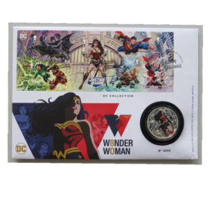 2021 First Day Medal Cover - Wonder Woman DC Collection Silver Plated Medal PNC Cover - UK FDC Royal Mail Face