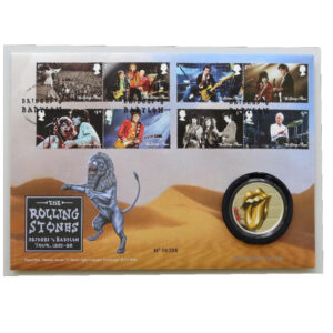 2022 First Day Medal Cover - Rolling Stones Bridges to Babylon Tour Silver Plated Medal PNC Cover - UK FDC Royal Mail Face