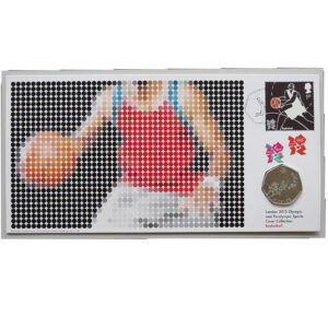 London 2012 Olympics Sports 50p Pence Coin Cover - Basketball PNC Cover- UK Royal Mail - Face