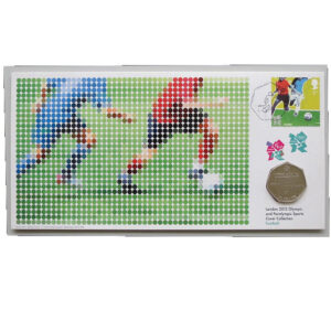 London 2012 Olympics Sports 50p Pence Coin Cover - Football PNC Cover- UK Royal Mail - Face