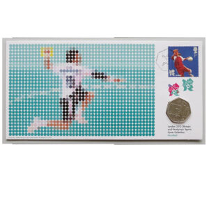 London 2012 Olympics Sports 50p Pence Coin Cover - Handball PNC Cover- UK Royal Mail - Face