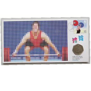 London 2012 Olympics Sports 50p Pence Coin Cover - Weightlifting PNC Cover- UK Royal Mail - Face