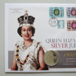 2012 Coin First Day Covers - HM Queen Elizabeth II Silver Jubilee Silver Crown Coin PNC Cover - UK FDC - Left