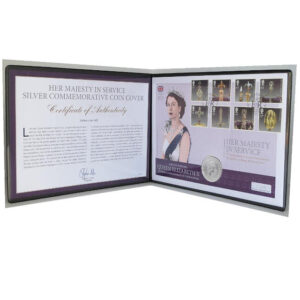 2016 First Day Coin Covers - Her Majesty In Service 1oz Fine Silver Britannia Coin PNC Cover - UK FDC - Front